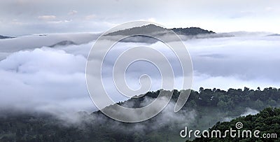 Clouds in Blue Ridge Smoky Mountain valley, Waynesville NC, USA Stock Photo