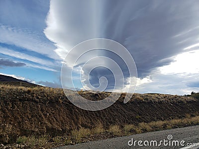 Clouds blue sky roadside blue misty Stock Photo