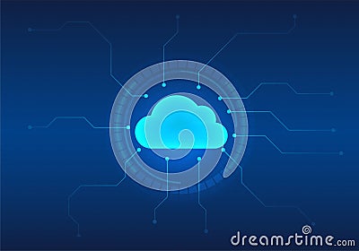 Clouds and circles of technology Technology help to store data and export data Vector Illustration