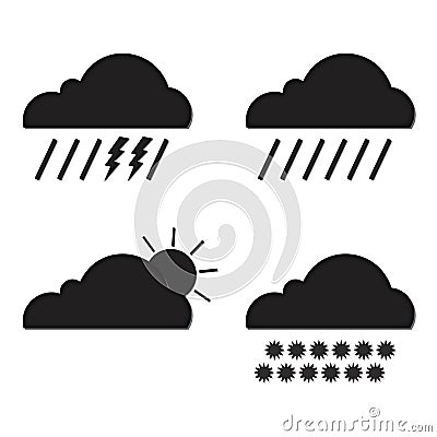 Clouds collection. Weather icons set. Web elements Cartoon Illustration