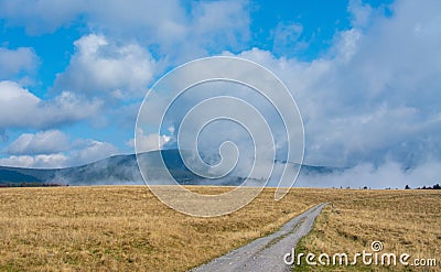 Clouds descending on the field Stock Photo