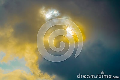 Clouds with the different colours shadows Stock Photo