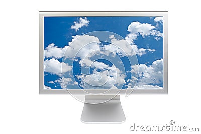 Clouds on flat panel lcd Stock Photo