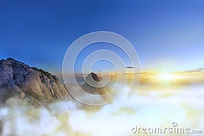 Clouds and fog at Bukhansan Mountain Stock Photo