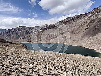 Clouds, hills and chandratal all together make a perfect tourist spot Stock Photo