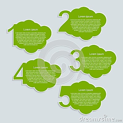 Clouds infographics number options. Vector Illustration