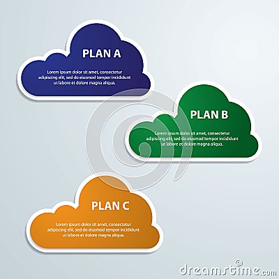 Clouds infographics three colors label vector illustration Vector Illustration