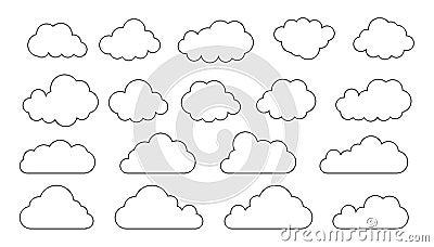 Clouds line art icon. Databases networking software image cloud and synoptics concept. Vector Vector Illustration
