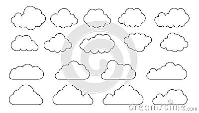 Clouds line art icon. Databases networking software image cloud and synoptics concept. Vector Vector Illustration