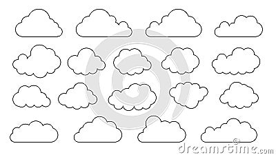 Clouds line art icon. Databases networking software image cloud and synoptics concept. Vector Vector Illustration