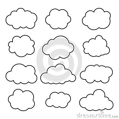 Clouds line art icon. Storage solution element, databases, networking, software image, cloud and meteorology concept Cartoon Illustration