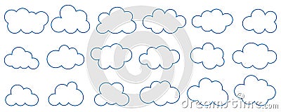 Clouds line art icon. Storage solution element, databases, networking, software image, cloud and meteorology concept. Vector Illustration