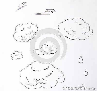 Clouds line art icon. Storage solution element, databases, networking, software image. Vector line art illustration isolated on Cartoon Illustration