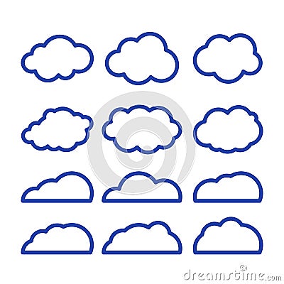 Clouds line art vector icon. Storage solution element, databases, networking, software image, cloud and meteorology concept. Vector Illustration