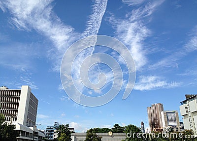 Clouds line and blue sky Stock Photo