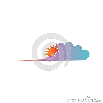 Clouds logo illustration of sun nature colorful design vector Vector Illustration