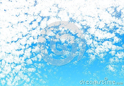 Clouds made of scattered dots in the blue sky, realistic dotwork cloudscape illustration Vector Illustration