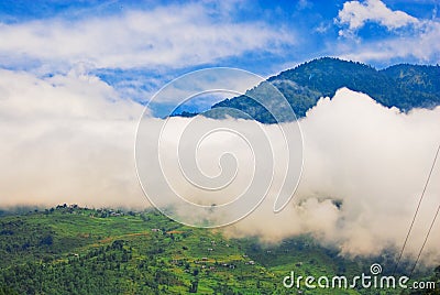 Clouds obscuring mountains Stock Photo