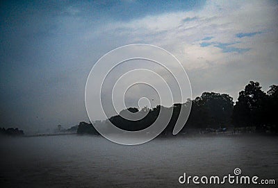 Clouds over the Ganga river in Haridwar India. Ganga river view with clouds Stock Photo