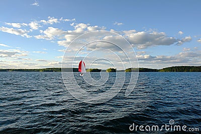 Clouds over the lake in the sun. Stock Photo