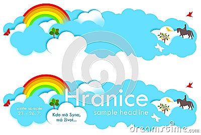 Clouds and rainbow for headline Vector Illustration