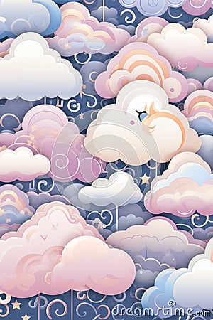 clouds rainbows and unicorns in the sky Stock Photo