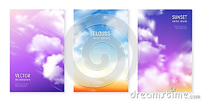 Clouds Realistic Banners Vector Illustration