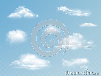 Clouds realistic isolated vector illustration set Vector Illustration