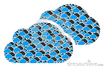 Clouds Recursion Collage of Itself Icons Vector Illustration