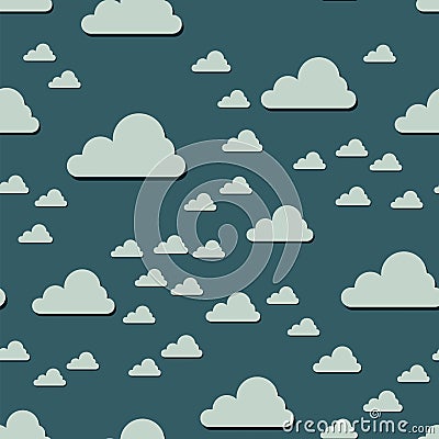 Clouds seamless pattern. Vector illustration. Abstract cartoon cloudscape decorative background Vector Illustration