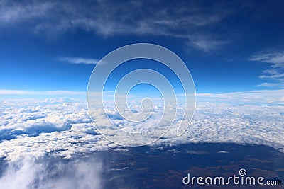 Clouds seen from the plane sky sunshine nature background blue Stock Photo