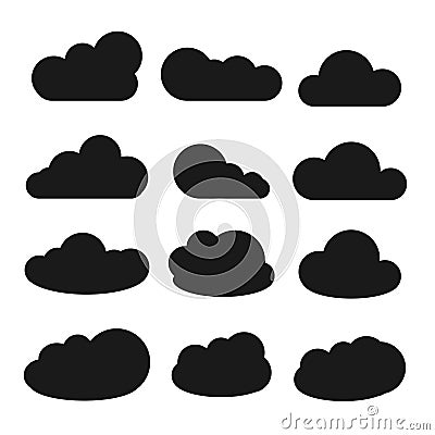 Clouds silhouettes. Vector set illustration Cartoon Illustration