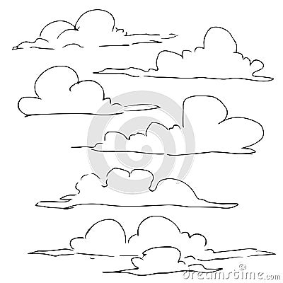 Clouds sketch lineart cartoon Vector Illustration