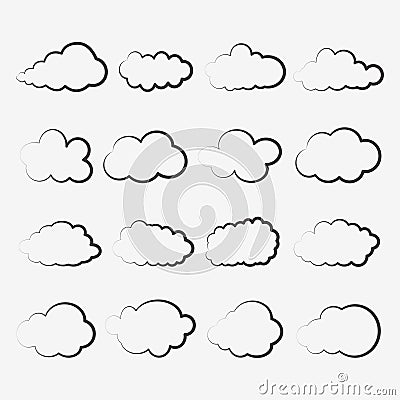 Clouds sky set. Weather Vector Illustration