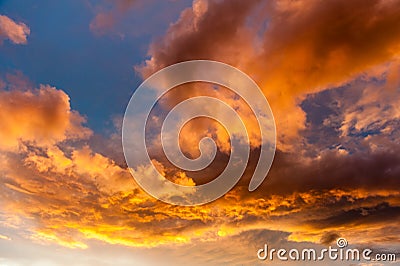 Clouds in the Sky at Sunset. Beautiful Sky at the evening. Stock Photo