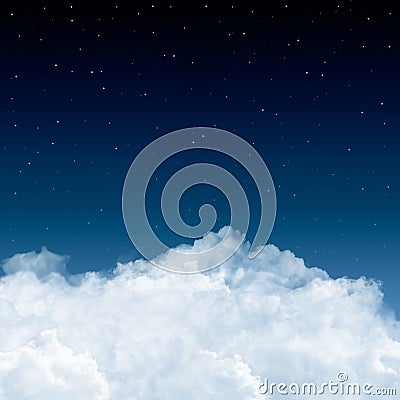 Clouds and stars in blue Stock Photo