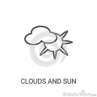 Clouds and sun icon. Trendy Clouds and sun logo concept on white Vector Illustration