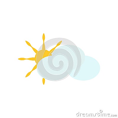 Clouds and sun icon vector isolated on white background, Clouds and sun sign , weather symbols Vector Illustration