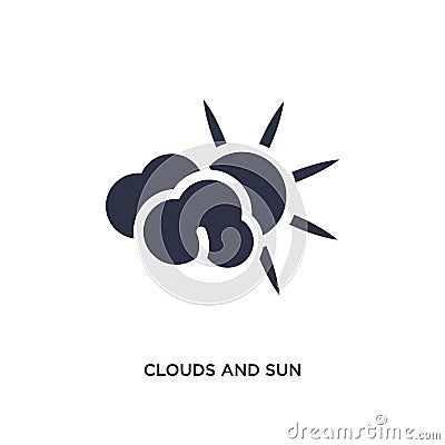 clouds and sun icon on white background. Simple element illustration from weather concept Vector Illustration