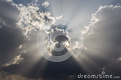 Clouds and sun rays Stock Photo