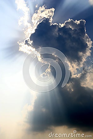 Clouds and sunrays Stock Photo