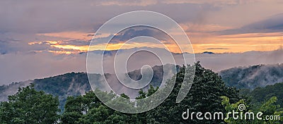 Clouds in sunset in the Great Smoky Mountains Editorial Stock Photo