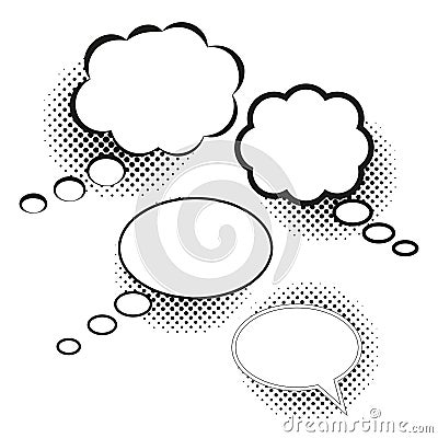 Clouds of thoughts 2, halftone Vector Illustration