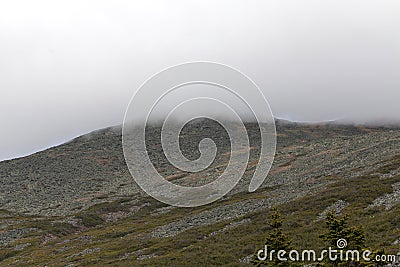 Clouds on top of Mount Washinton area viewd via Ammonoosuc rav Stock Photo