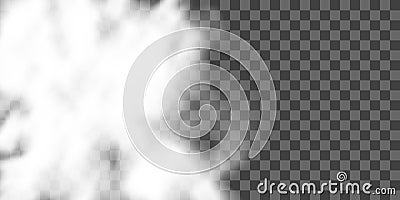 Clouds on transparent background. Vector realistic isolated special effect. White cloudiness, mist or smog. Vector Illustration