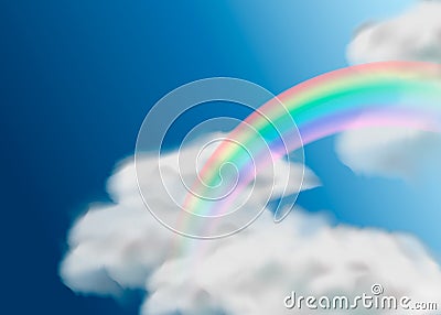 Cloudscape rainbow of natural sky with blue sky and white clouds. vector illustration Vector Illustration