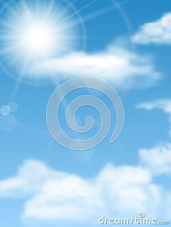 Cloudscape, sun, sky Vector Illustration