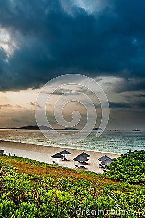 cloudy beach Stock Photo