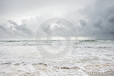 Cloudy beach before raining Stock Photo