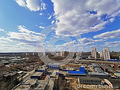 Cloudy blue sky in Krasnogorsk, Moscow, Russia Editorial Stock Photo